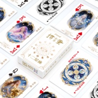Jeu de cartes à thème des Douze Constellations Chinoises, personnalisé, en stock, design poker, papier noir 310 g/m², imprimé sur lin