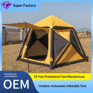 Tente pyramidale gonflable quatre saisons pour l'extérieur, double porte, pas d'assemblage requis, résistante au vent, tissu Oxford 300D, imperméable, gonflable - Product Image 4