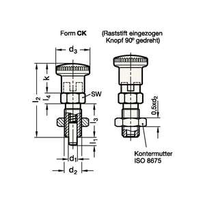 GANTER GRIFF Pasador de bloqueo GN 817 D1 10 mm D2 M 16x1,5mm L1 12 mm St. w/o bloque de bloqueo, W. Tuerca contraria - Product Image 3