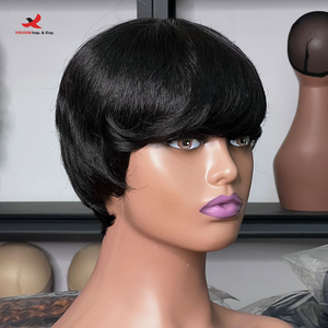 Perruque en cheveux humains HQ Mixed Proc Discount, cheveux courts, fabriquée à la machine, coupe pixie, perruques en cheveux humains pour femmes noires, prix bas - Product Image 2