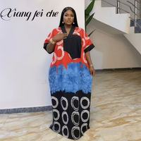 Robe décontractée et polyvalente pour femme, nouvelle collection 2026, imprimé color block africain, grande taille, coupe ample, col en V, manches courtes, confortable au quotidien