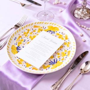 复古 12 英寸黄色花卉图案大餐盘套装手绘陶瓷餐具婚礼装饰瓷器批发 - Product Image 1