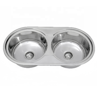 Évier de cuisine double en acier inoxydable à poser sur plan pour appartement et usage domestique, dimensions 850*450mm
