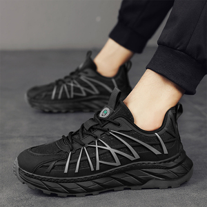 Baskets décontractées tendance à lacets pour hommes, chaussures de sport en toile respirantes, design moderne, usage quotidien - Product Image 6