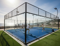 Pista de Pádel Modular de 10x20M con Paredes de Vidrio y Postes de Red para Césped en Latinoamérica para Propiedades Privadas, Cubierta Panorámica 360 Super Padel