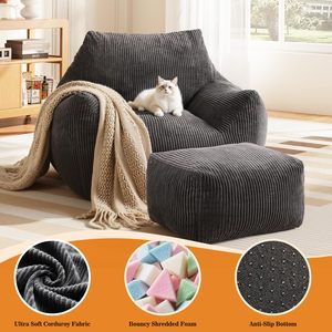 Sillón Puff Gigante Comprimido al Vacío, Ultra Suave, con Reposabrazos, Otomana, Sillón Puff Relleno para Descansar y Jugar - Product Image 5