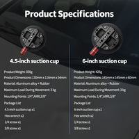 3 İnç 4.5 İnç 6 İnç Araç Kamerası Vakumlu Tutucu Alüminyum Alaşımlı Dahili NATO Raylı iPhone ile Uyumlu DJI Insta360 için