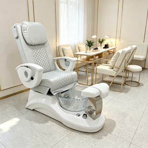 Sillón de Pedicura Whirlpool con Mesa de Manicura, Set de Muebles para Salón de Uñas, Estación de Pedicura Spa, Lavabo para Pies con Jet, Dorado, Lujoso - Product Image 1