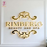 Signalétique d'intérieur personnalisée avec logo, lettres 3D en métal et acrylique dorées, enseigne publicitaire extérieure, enseigne lumineuse rétroéclairée, enseigne LED
