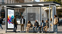 Parada de Autobús Inteligente Personalizada OEM ODM con Caja de Luz de Doble Cara y Banco de Madera, Suministro Directo de Fábrica