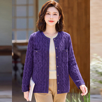 Cardigan en laine 100% tricoté sur mesure, pull jacquard à col rond pour femmes, motif floral 3D, bords festonnés, boutons dorés, OEM/ODM