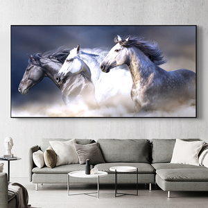 Quadro su <span class=keywords><strong>Tela</strong></span> con Tre Cavalli <span class=keywords><strong>in</strong></span> Corsa, <span class=keywords><strong>Stampa</strong></span> Artistica di Animali, Poster da Parete per Soggiorno, Decorazione Casa - Product Image 2
