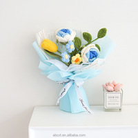 Bouquet de fleurs au crochet fait main, arrangement floral coloré en fil de laine, roses et marguerites, fleurs éternelles, cadeau pour femmes, vente en gros