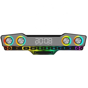 <span class=keywords><strong>Barre</strong></span> <span class=keywords><strong>de</strong></span> <span class=keywords><strong>son</strong></span> gaming RGB V18 – Haut-parleur stéréo surround 3D pour ordinateur <span class=keywords><strong>de</strong></span> bureau avec horloge LED, radio FM, AUX, USB, carte TF - Product Image 1