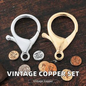 Porte-clés vintage de luxe en cuivre pour pièces de monnaie, ensemble de trois pièces Ligweig avec boucles mousquetons à motif de homard imprimé en typographie - Product Image 2