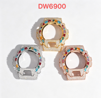 Boîtier de montre en laiton au design unique, serti de moissanite et de zircone cubique multicolore, modèle DW6900