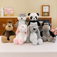 Peluche d'animaux de la forêt : Éléphant, Girafe, Lion, Tigre, Renard, Raton laveur, Singe, Zèbre, Hippopotame, Gorille, Panda, Ours, Loup, Lapin, Chien