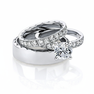 1.00TCW Real Diamond Studded Prong-<b>Set</b> Round Brilliant Cut Beautiful Trio <b>Ring</b> <b>Set</b> in White <b>Gold</b> - Product Image 2