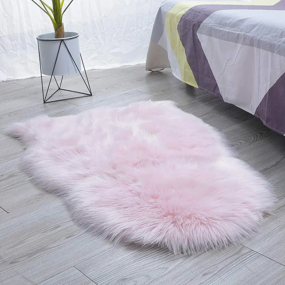 פו כבש שטיח רך פלאפי כיסא כיסוי מושב כרית עיצוב הבית אזור שטיח לחדר השינה סלון או משתלת ורוד