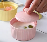 Four minimaliste soufflé gâteau Dessert bol porcelaine plats de cuisson cuisine vaisselle YY Style nordique en céramique avec couvercle créatif