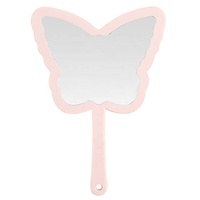 Cermin Rias Genggam Desain Kupu-kupu Baru, Ukuran Besar, Warna Perak, Bahan ABS, Dapat Dipersonalisasi, untuk Wanita dan Hadiah untuk Anak Perempuan