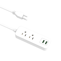 Multiprise de voyage approuvée pour les croisières, sans protection contre les surtensions, avec 2 prises et 2 ports USB, rallonge compacte pour bureau, prise américaine