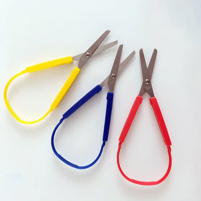 Hot Selling 7.5'' PP Handle Loop Scissors For Kids Long Loop Easy Grip Scissor