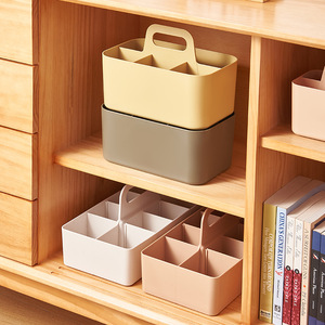 Portable <b>Storage</b> <b>Box</b> With Compartments Stackable Desktop Organizer For Makeup Office Kitchen Bathroom Use - Product Image 1