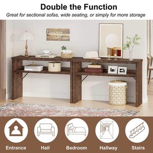 Mesa Consola de Madera Rústica Moderna SENYU con Estante de Almacenamiento para Muebles de Sala de Estar - Product Image 4