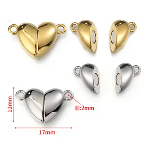 Prendedores de aço inoxidável para pulseira, colar e bracelete, fecho de coração, conectores de amor da moda para fazer joias DIY
