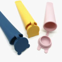 Paquete de 3 moldes de silicona para paletas de hielo, molde para hacer helados con tapas adorables adjuntas, juego de paletas de tubo de congelador hecho a mano saludable