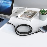 Cable de Carga Rápida PD de 60 W 4 en 1 con Luz LED, Cable de Datos Trenzado de Nailon Tipo C a Tipo C + L para iPhone 16 15 MacBook Samsung