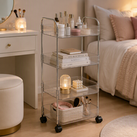 Chariot de rangement utilitaire de cuisine domestique en PET transparent avec roulettes – Offre spéciale