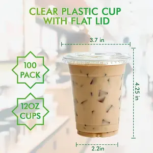 Chinese Manufacturers Cold Drink Juice Coffee Clear Custom Logo Printed Disposable Plastic Cups With Lids