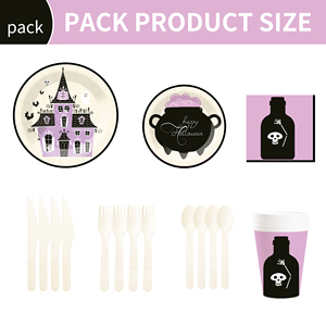 DAMAI - Juego de Vajilla Desechable para Fiesta de Halloween, Recuerdo de Cumpleaños para 8 Personas, Platos, Vasos y Servilletas de Papel para Halloween - Product Image 6