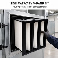 Filtre à air HEPA V-Bank Mini Plissé en fibre de verre avec cadre en plastique ou en métal H10 H13 H14 Taille personnalisée pour système HVAC