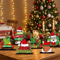 Decoraciones Navideñas para Mesa, 6 Centros de Mesa Verde Lima y Rojo, Adornos Invernales, Material de Madera, Hecho en China JLXALI-GD0116