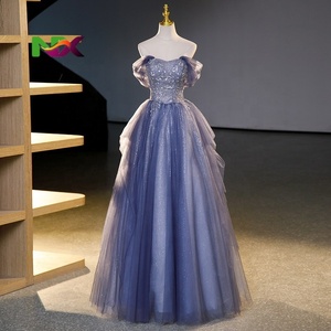 strapless open back dress Scoop-Neck Long A-Line Prom Dress with Pockets 8684 Navy / XSmall main image 0
