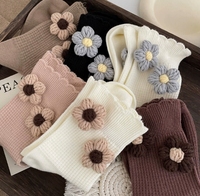 Chaussettes drôles en coton à fleurs 3d pour fille Vente en gros