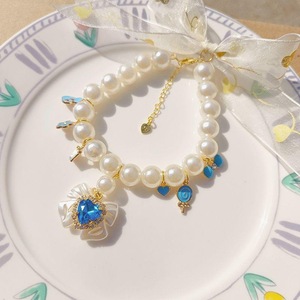 <b>Pet</b> Pearl Crystal Necklace Adjustable Sweet Style Dog Cat <b>Collar</b> Jewelry Accessory All Seasons - Product Image 1