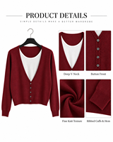 Pull en tricot pour femme, mélange de laine, effet deux pièces, coupe classique, pour l'automne, à porter en superposition