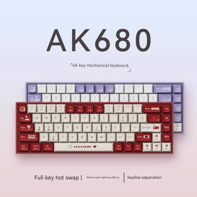 AJAZZ AK680 RGB Mechanical Gaming Keyboard-61 Keys Optical Sensor Programmable Hot-Swappable Switches Wired E-Sports Design