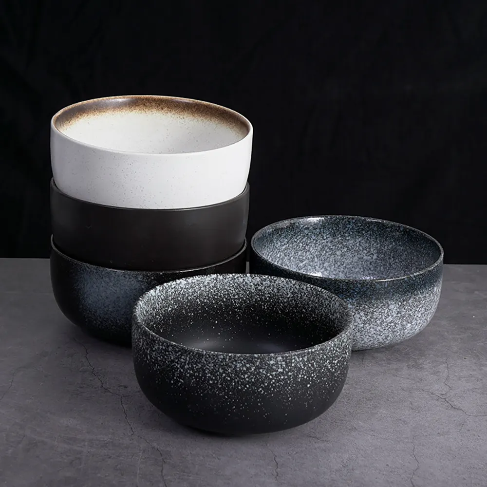 Jinbaijia Wholesale Tableware Noodle Bowl 6.5 Inch Retro Ceramics Soup Bowl Household Large Porcelain Japanese Bouillon Cups