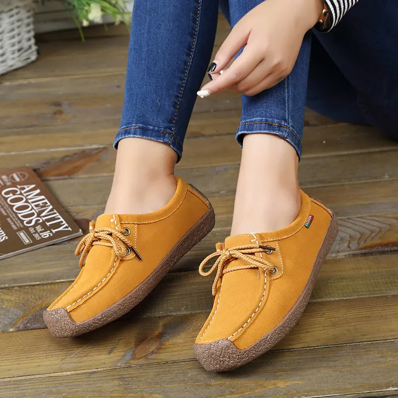 Wholesale Cheap Genuine Leather Loafers Shoes For Women Flat Shoes Closed Ladies Flats Moccasin Women Shoes Loafers Women