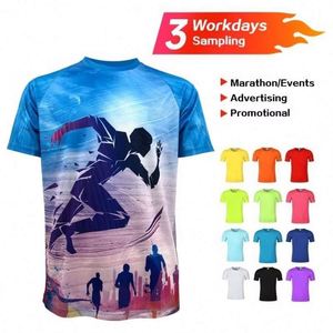 T-shirt de sport décontracté à manches courtes et col rond, imprimé sur mesure, 100 % polyester, séchage rapide, écologique pour homme - Product Image 4
