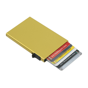 Porte-cartes de crédit et de débit portable personnalisé anti-RFID en aluminium durable pour hommes et femmes, portefeuille pop-up pour le voyage – Vente en gros - Product Image 1
