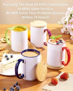Vente en gros, <span class=keywords><strong>fournisseur</strong></span> de tasses à café par sublimation, tasses à thé en céramique et porcelaine de 11oz 15oz avec couvercle - Product Image 2