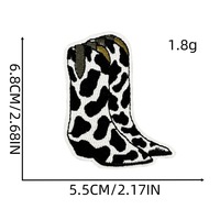 Accessoires de Style Cowboy Occidental Bottes Étoiles à Imprimé Léopard Noir et Blanc Chapeaux et Patch Coeur Patchs Appliques Brodés