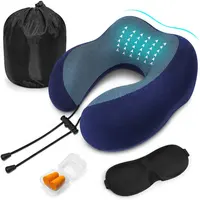 Bequemes Memory Foam Travel Neck Kissen mit 3D-konturierten Augen masken Ohr stöpsel und wieder verwendbarer Tasche