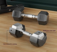 Vente directe usine – Haltères hexagonaux réglables en caoutchouc pour la maison, revêtement en caoutchouc noir, fonte antidérapante, 25 kg, pour exercices des bras